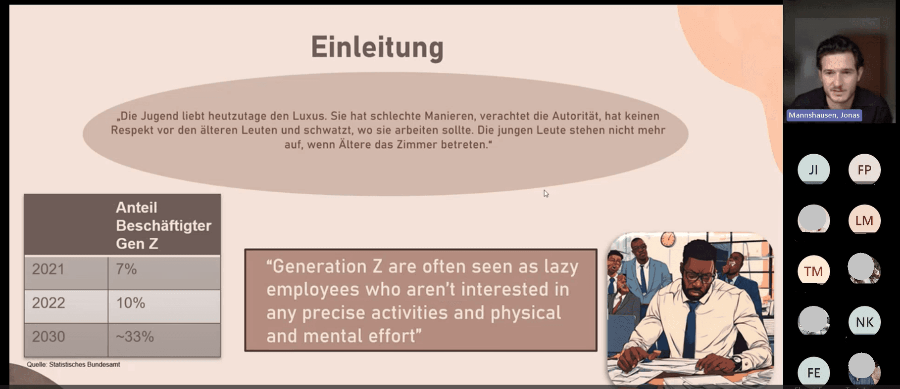 Präsentation des Themas an der Hochschule